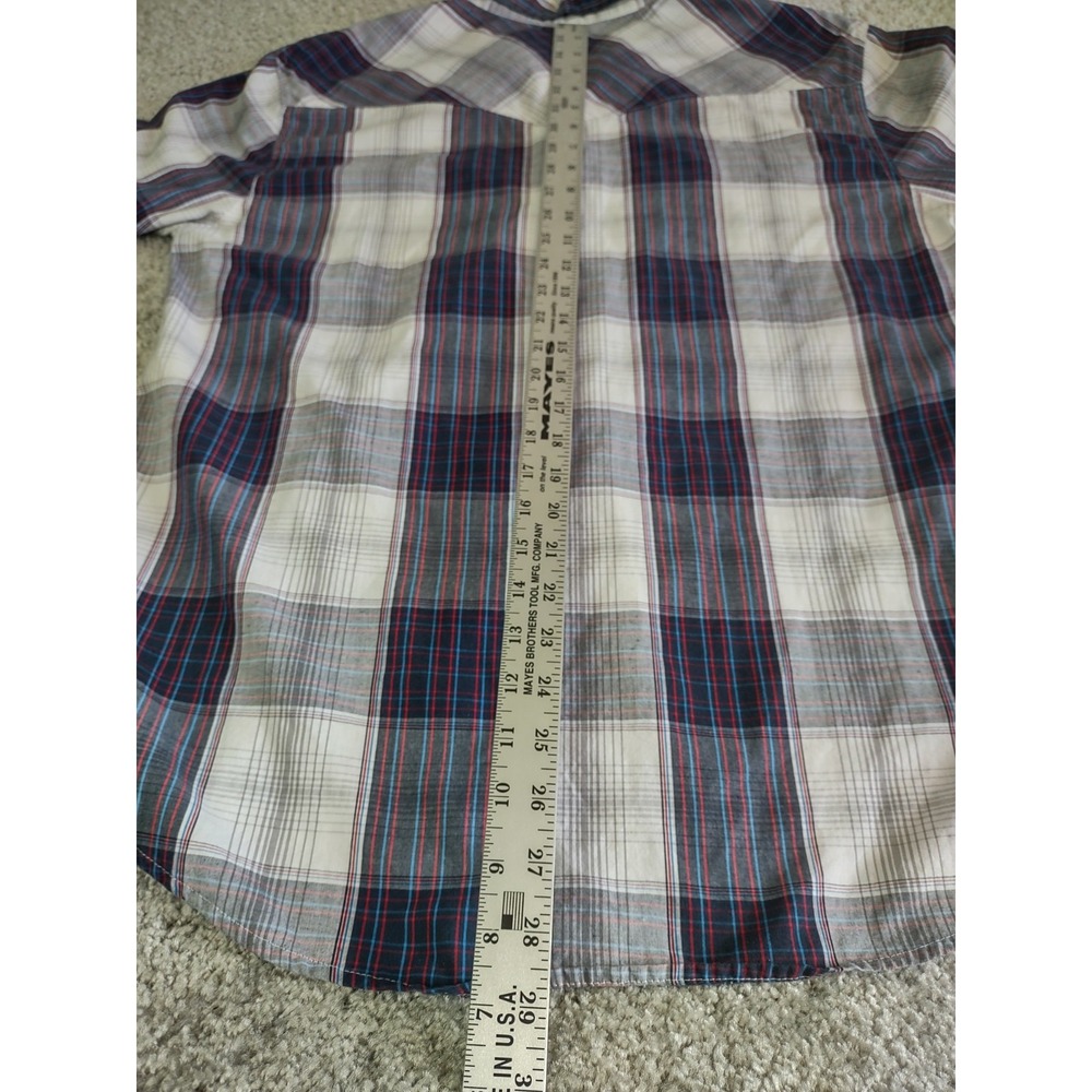 Levi's Western Pearl Snap Shirt Men‎ Large Modern Plaid Gray Red Blue Western - Picture 9 of 10
